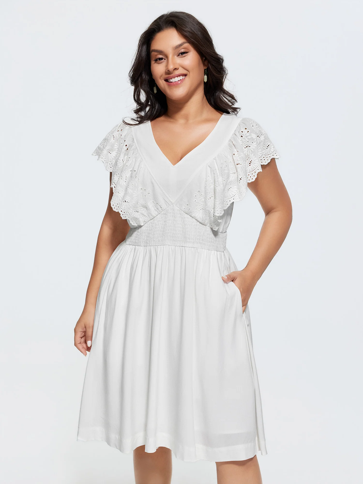 Supersoft Lace Eyelet Trim Breezy Mini Dress