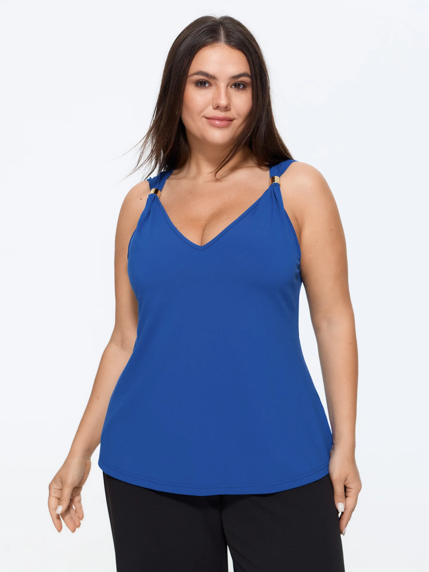 V-Neck Metallic Detail Tank Top