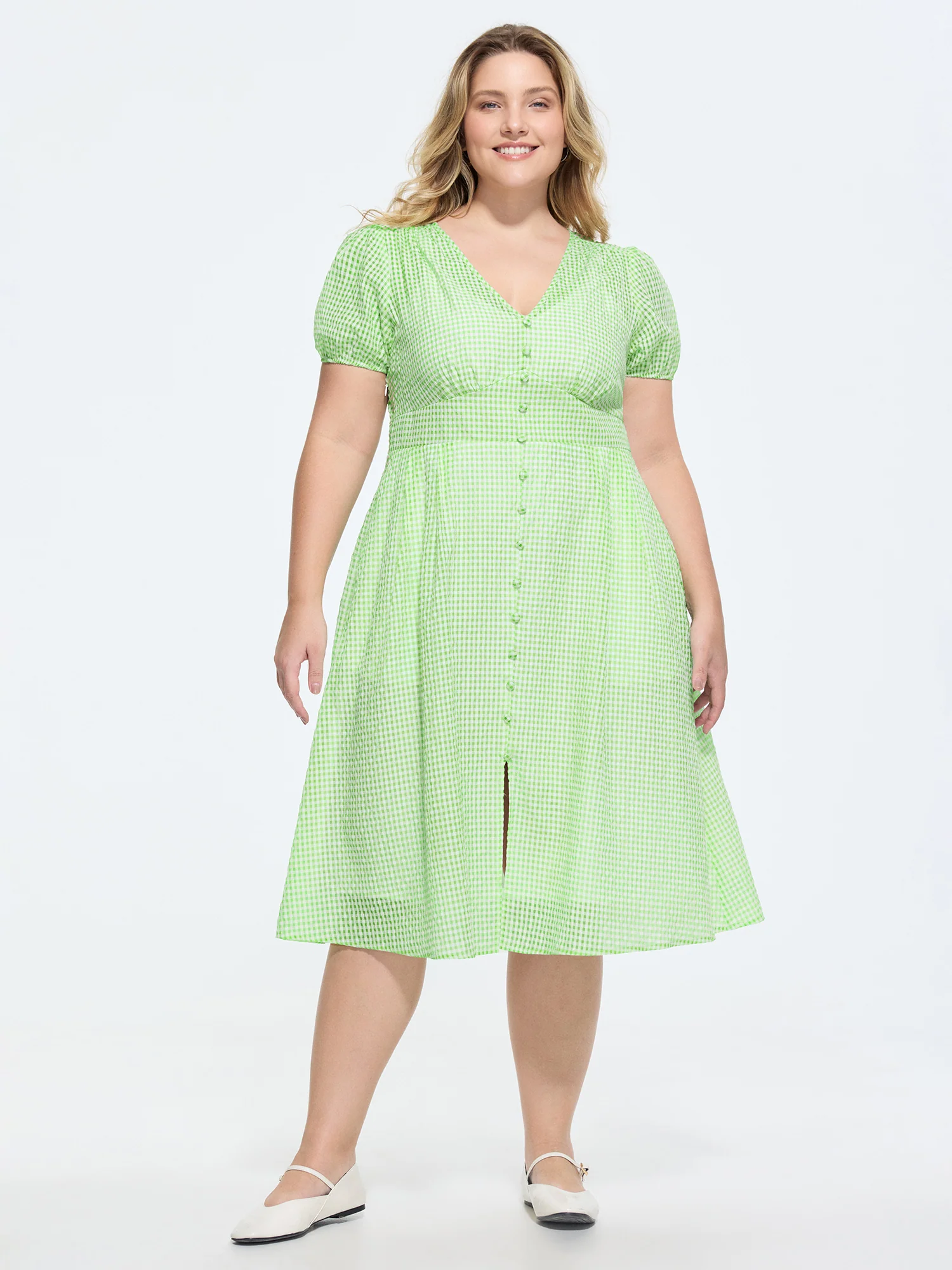 Sheer Cinched-Waist Flowy Midi Dress