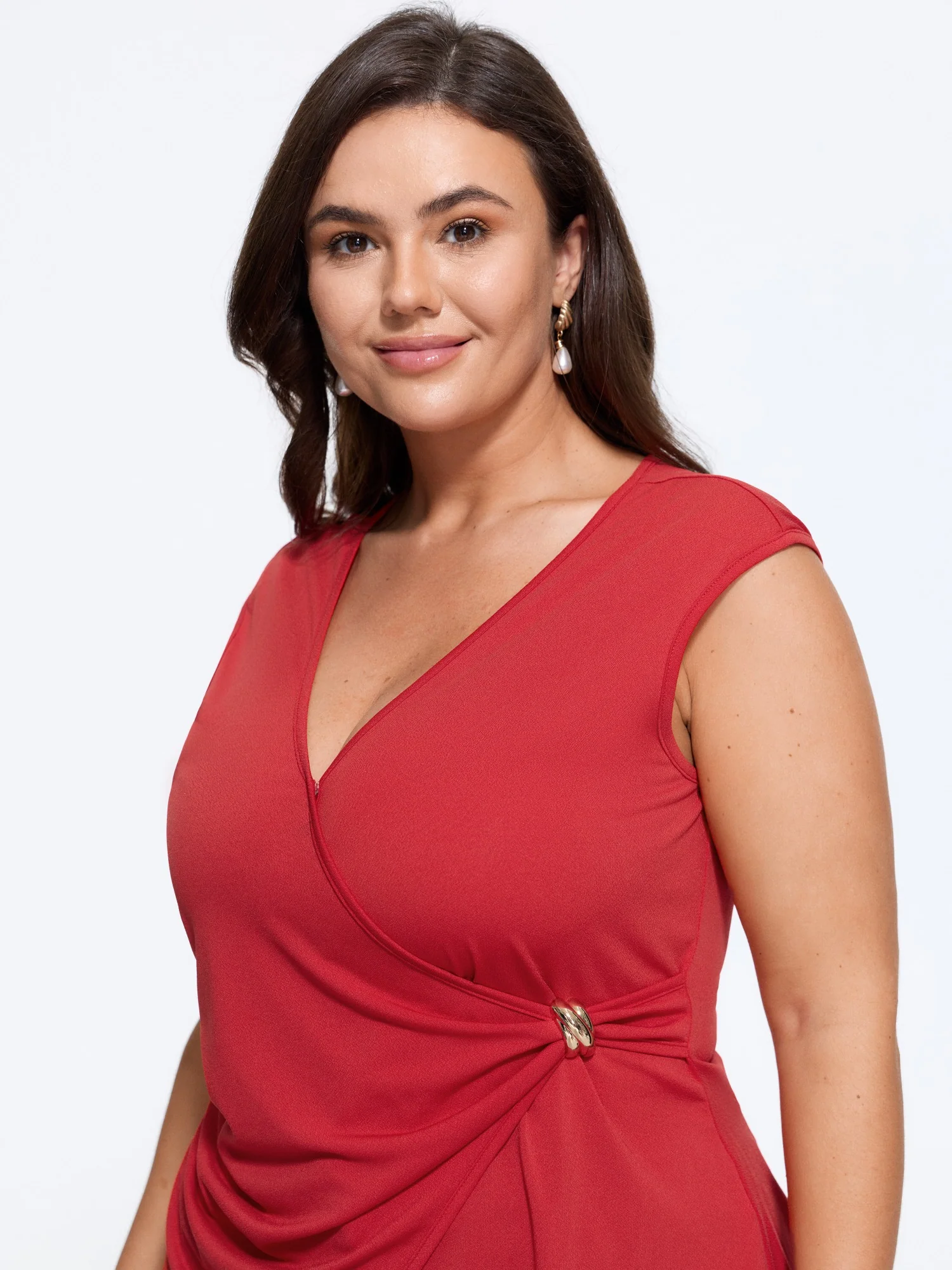 Wrap Side Buckle Draped Blouse