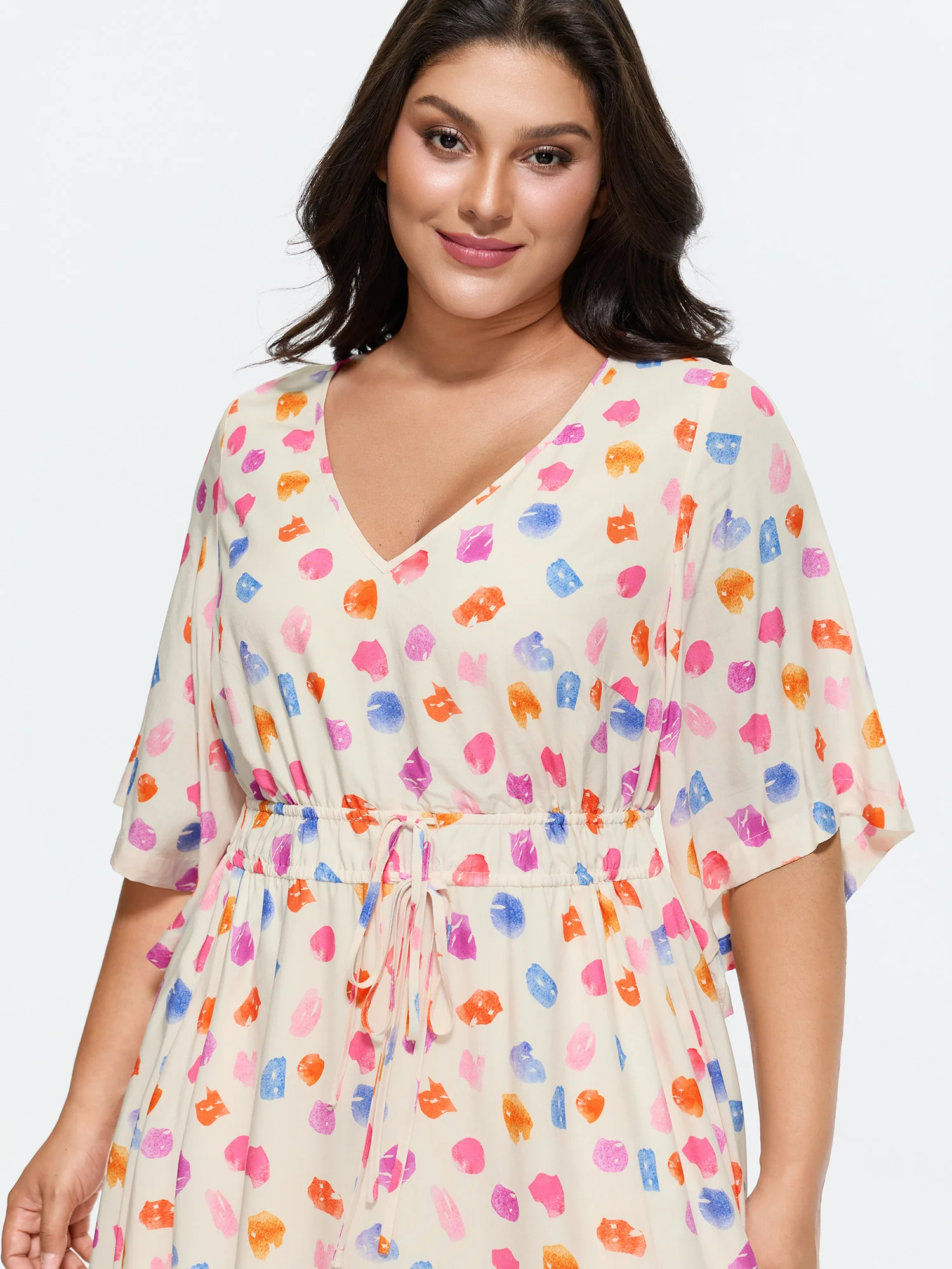 Colorful Paint Strokes Print Flowy Maxi Dress